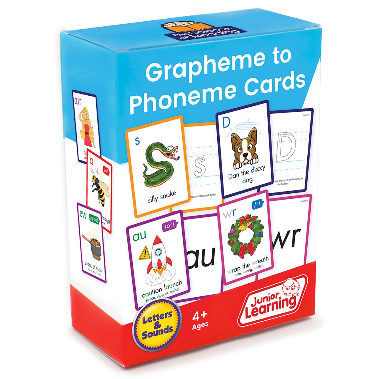 Grapheme to Phoneme Flashcards - Junior Learning, 152 color-coded border cards, Easy decodable texts, Learn to read first 21 letter sound, Beginning Readers, with 12 books, For ages 5+, Grade K For ages 4+, Grade Pre-K